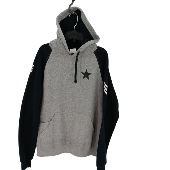 WOMENS BLACK/GRAY MEDIUM STAR PRINT PULLOVER HOODIE - Picture 1 of 16